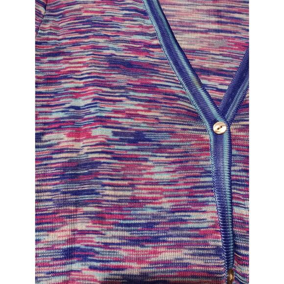 Jones New York Cardigan Womens XL Blue Pink Purple Lightweight Button Up Sweater - Picture 3 of 6
